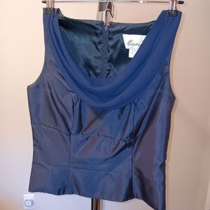 Michelangelo Navy Blue Satin Dress